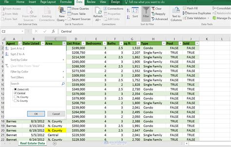 Filtering Excel Tables