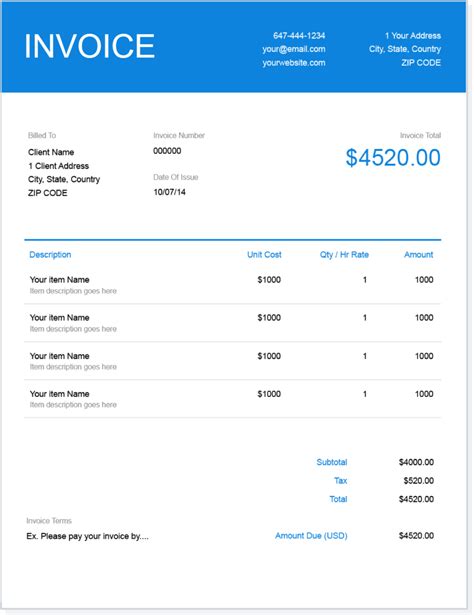 Final Payment Invoice Template Word