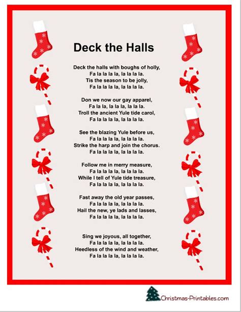 Final Thoughts on Deck the Halls Lyrics Printable Templates