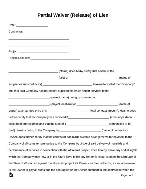 Final Waiver and Release of Lien Form