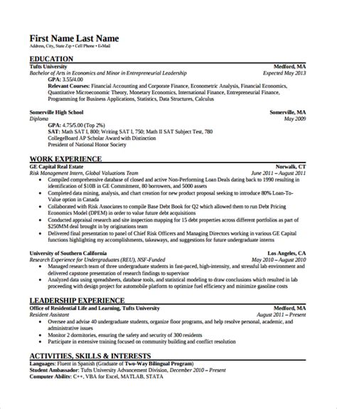 Finance Resume Template 1