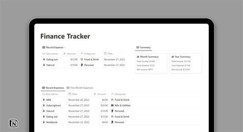 Finance Tracking Notion Template Premium