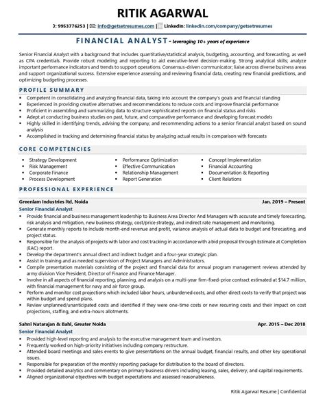 Financial Analyst Resume Template Example