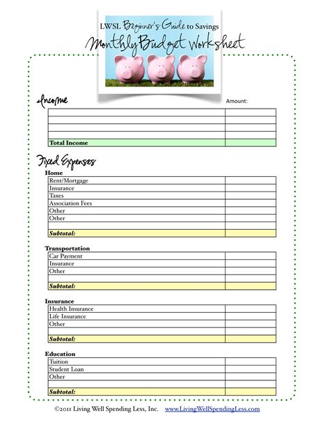 Financial Budget by Paycheck Printable