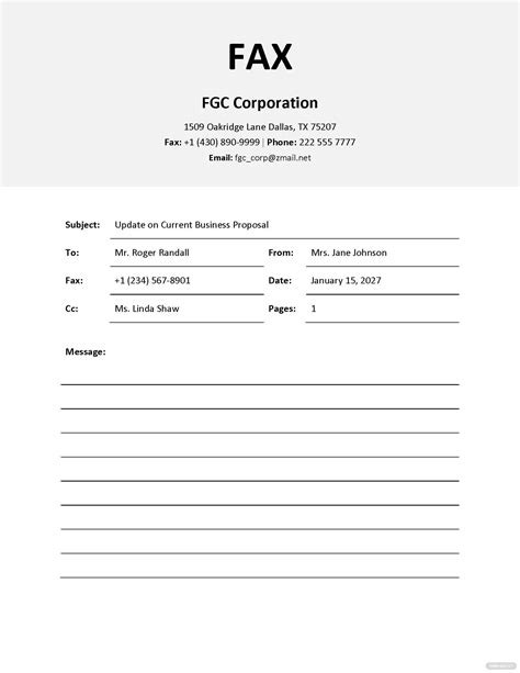 Financial Fax Cover Sheet Template