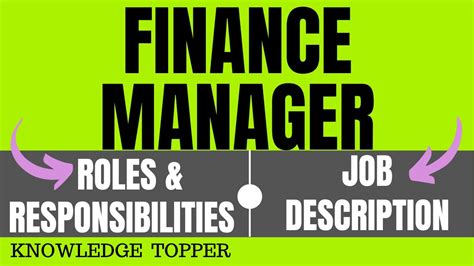 Financial Manager Roles and Responsibilities