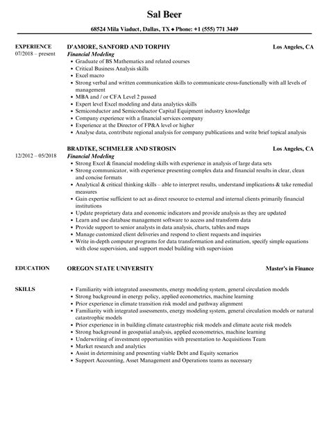 Financial Modeling Resume