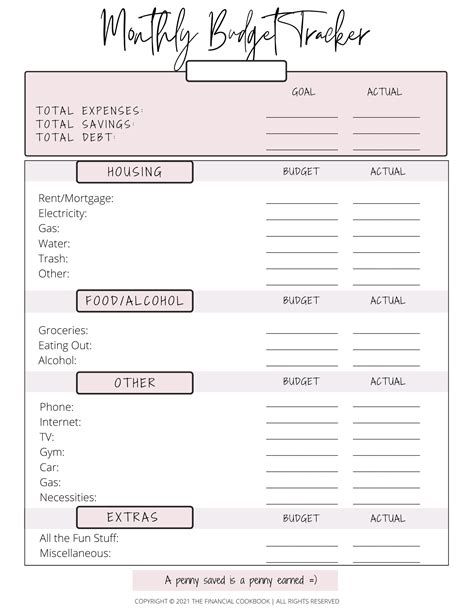 Financial Organizer Template Printables