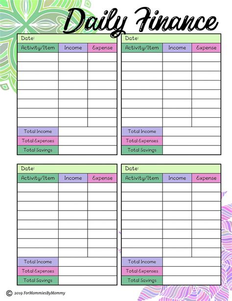 Financial Planning Money Sheets Printables