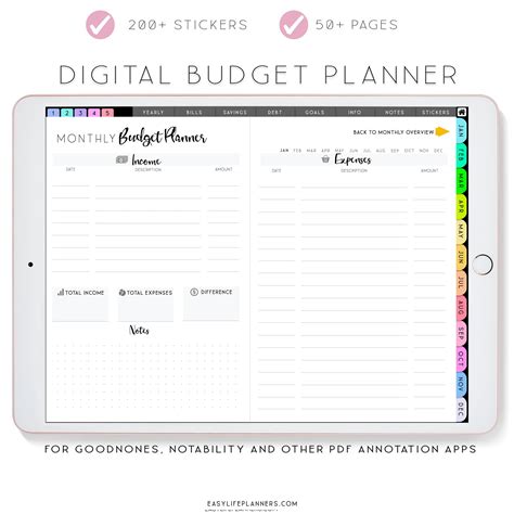 Financial Planning Template for Goodnotes