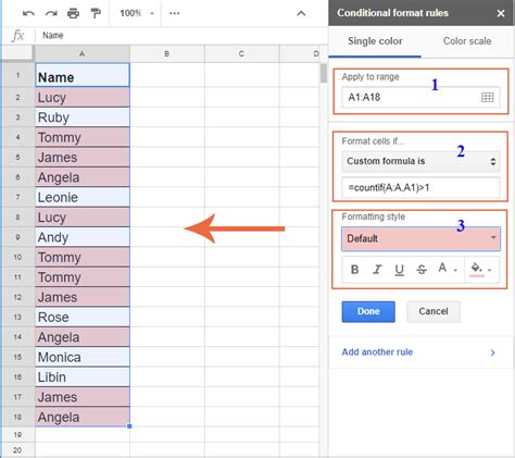 Find Duplicates in Google Sheets using Conditional Formatting