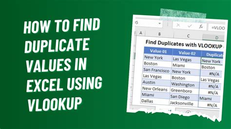 Using the VLOOKUP Function to Find Duplicates in Excel