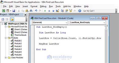 Find Last Row Excel VBA Method 1