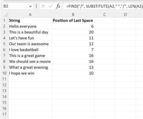 Find Last Space Excel String