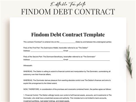 Findom Debt Contract Template Sample