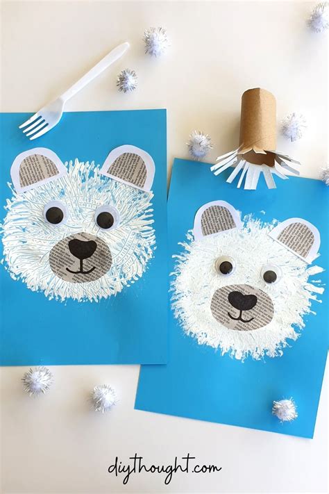 Finger painting polar bear craft