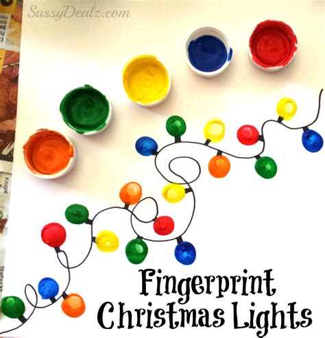 Fingerprint Christmas lights ideas for kids