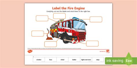 Fire engine activity worksheets for kids