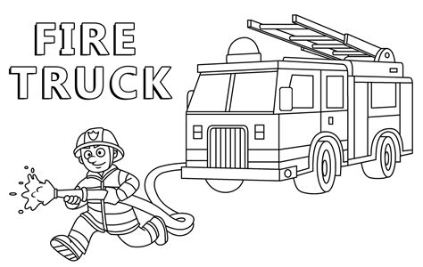 Fire Truck Coloring Pages for Preschoolers