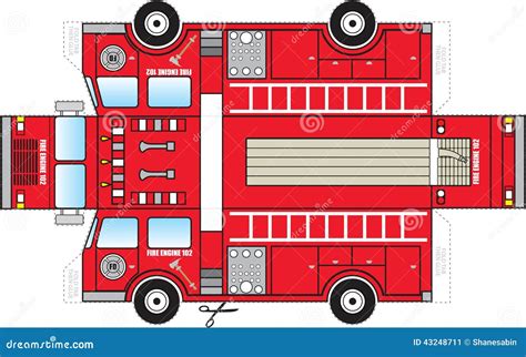 Fire truck cut-out template for crafts and decorations