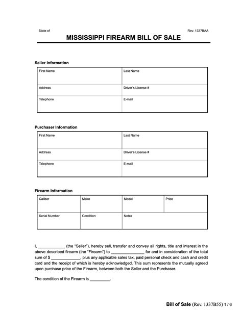 Firearm Bill of Sale Template 7