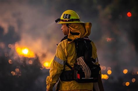 Firefighter responding to a natural disaster