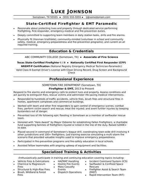 Firefighter Resume Template for Entry-Level