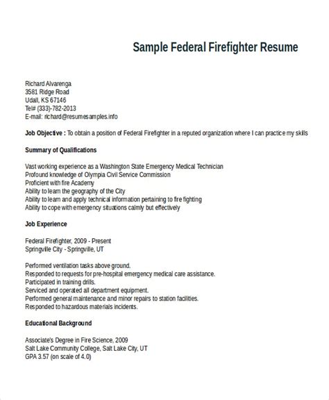 Firefighter Resume Template PDF