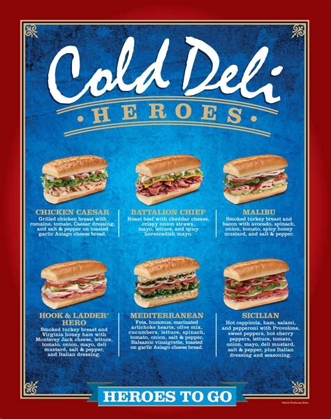 Firehouse Subs Cold Subs Menu