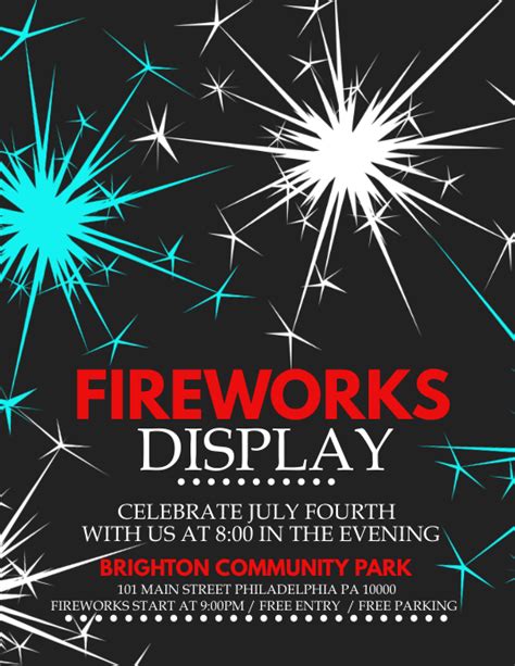 Image of a flyer featuring fireworks