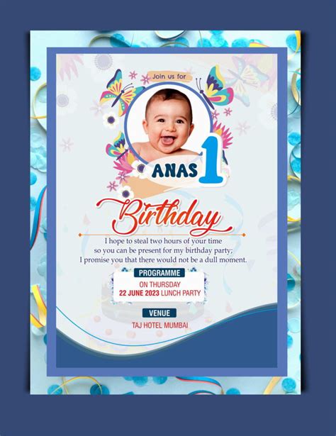 Design Your Own 1st Birthday Card Printable Template