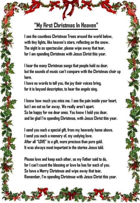 First Christmas in Heaven Poem Printable Free Download