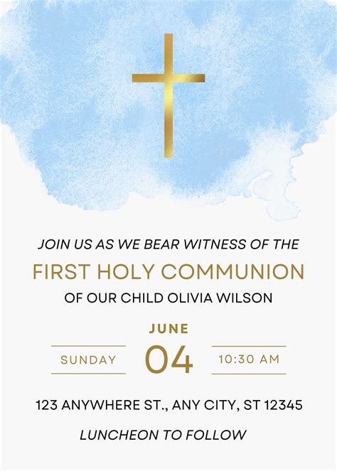 First Communion Invitation Template 2