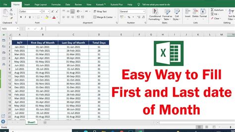 Getting the first day of the month in Excel