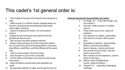 11 Key Points Of The First General Order Of The Army