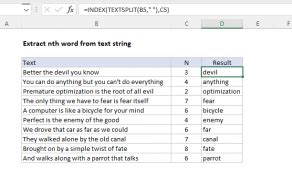 Image of Excel Spreadsheet with Text