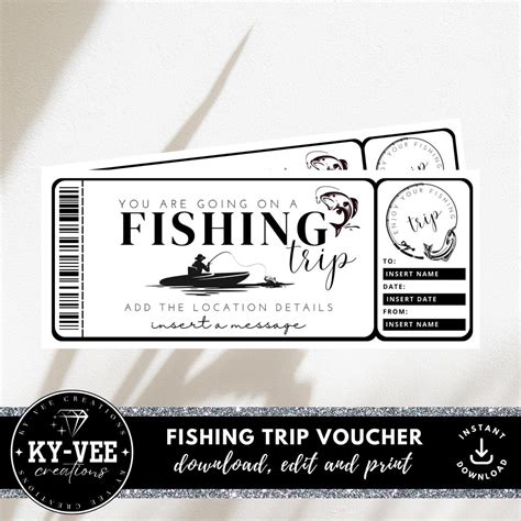 Printable fishing gift certificate template