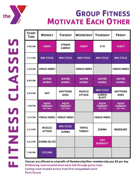 Fitness Class Schedule