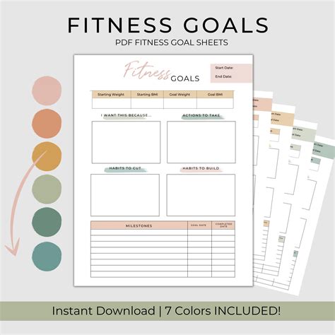 A spreadsheet showing fitness goals and progress