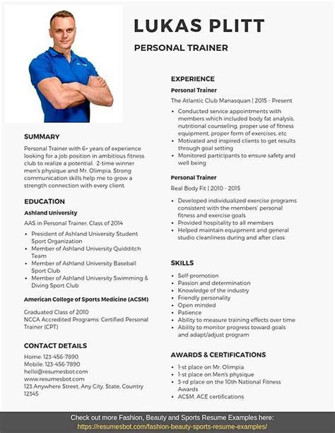 Fitness Modeling Resume Template