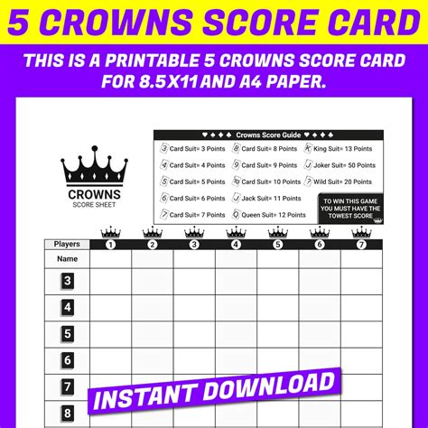 Free Five Crowns Sheets for Unlimited Fun