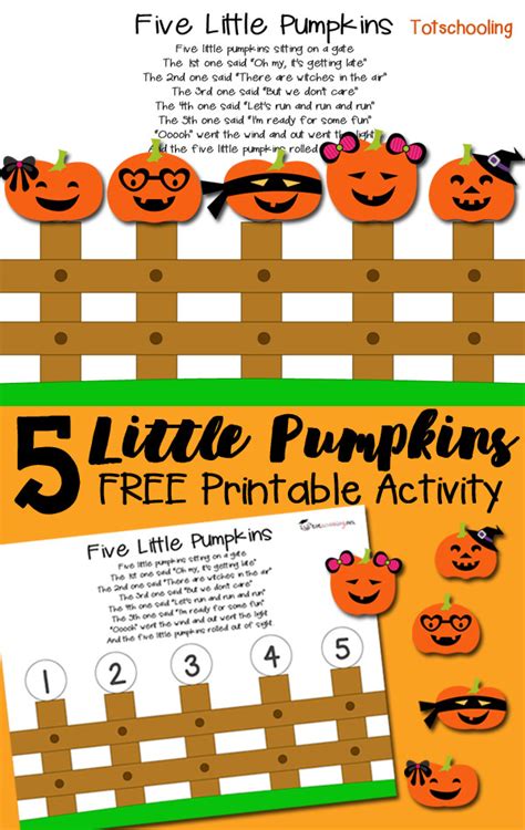 Five Little Pumpkins Printable Activities