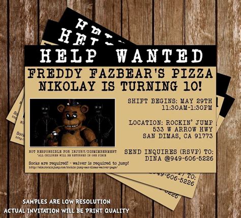 Five Nights at Freddys Party Invitation Ideas