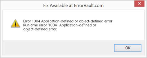 Fix Application-Defined or Object-Defined Error