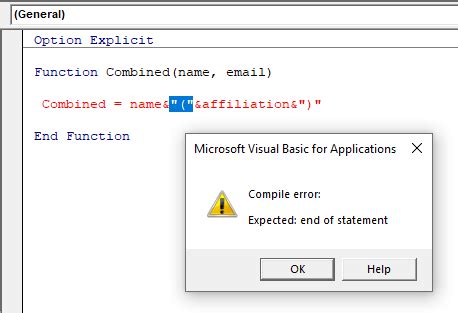 Fixing Object Expected Error VBA