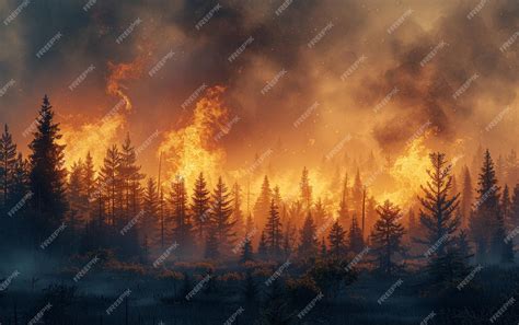 Flames destroying forest