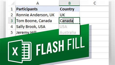 Using Flash Fill in Excel