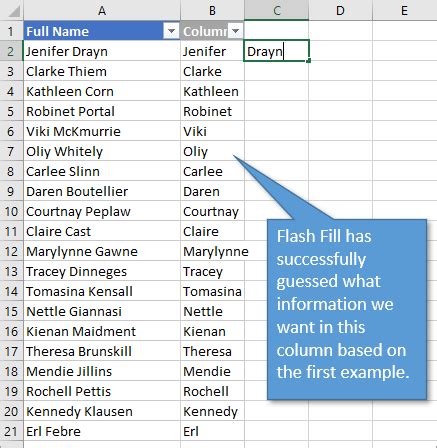 Flash Fill for Name Split