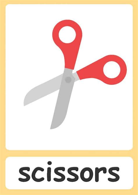 Scissors cutting flashcards