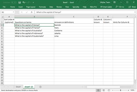 Flashcard Template Excel